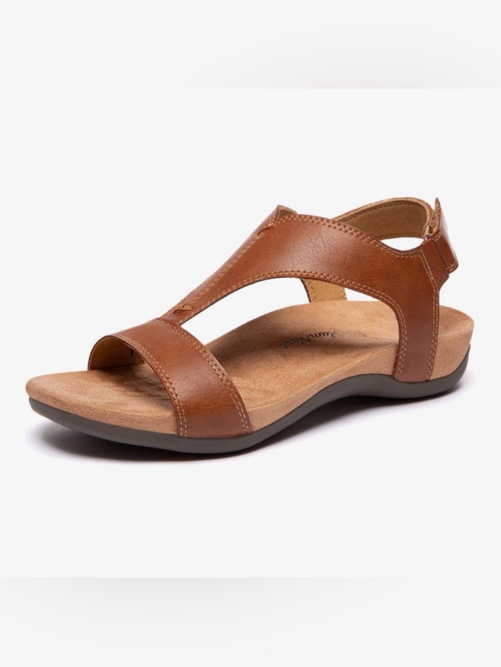 Women’s Tan Leather Open-Toe Slingback Sandals